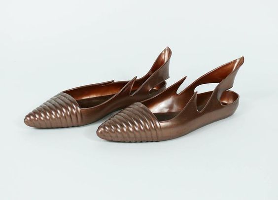 Thierry Mugler, "Apollo," jelly flats, metallic.