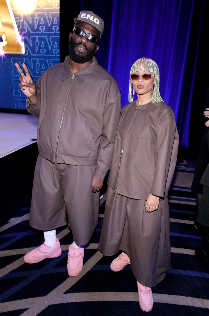 "Fat" Nwigwe, Tobe Nwigwe, Reebok, pink, matching, Footwear News Achievement Awards, red carpet