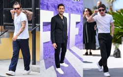 three men wear the best white sneakers for men of 2024