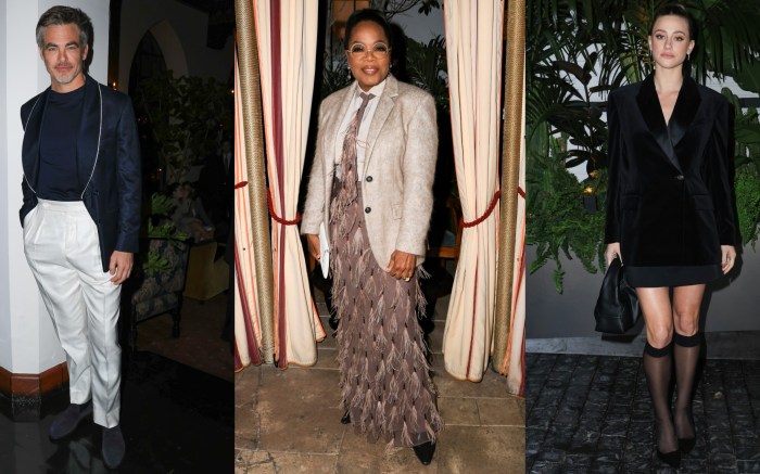 Chris Pine, Oprah Winfrey and Lili Reinhart at the Brunello Cucinelli Dinner in Los Angeles on Dec. 5, 2024.