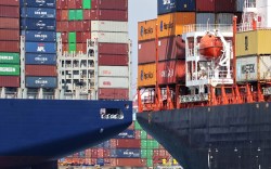 Container ships at the Port of Los Angeles.