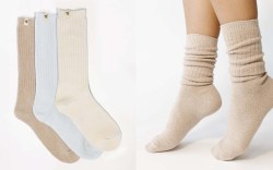 Socks on white background, model wearing socks