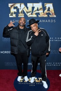 NEW YORK, NEW YORK - DECEMBER 04: (L-R) Darryl McDaniels and Joseph Reverend Run Simmons attend Footwear News Achievement Awards (FNAAs) 2024 at Cipriani South Street on December 04, 2024 in New York City.  (Photo by Roy Rochlin/Footwear News via Getty Images)