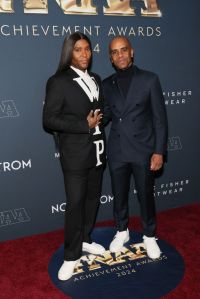 NEW YORK, NEW YORK - DECEMBER 04: (L-R) Law Roach and Sean Damian Tucker attend the 38th Annual Footwear News Achievement Awards at Cipriani South Street on December 04, 2024 in New York City. (Photo by Dia Dipasupil/Getty Images)