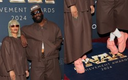 "Fat" Nwigwe, Tobe Nwigwe, Reebok, pink, matching, Footwear News Achievement Awards, red carpet