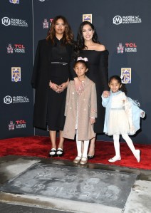 HOLLYWOOD, CALIFORNIA - MARCH 15: (L-R) Natalia Bryant, Vanessa Bryant, Bianka Bryant and Capri Bryant attend a ceremony unveiling and permanently placing Kobe Bryant's hand and footprints in the forecourt of the TCL Chinese Theatre on March 15, 2023 in Hollywood, California. (Photo by JC Olivera/Getty Images)