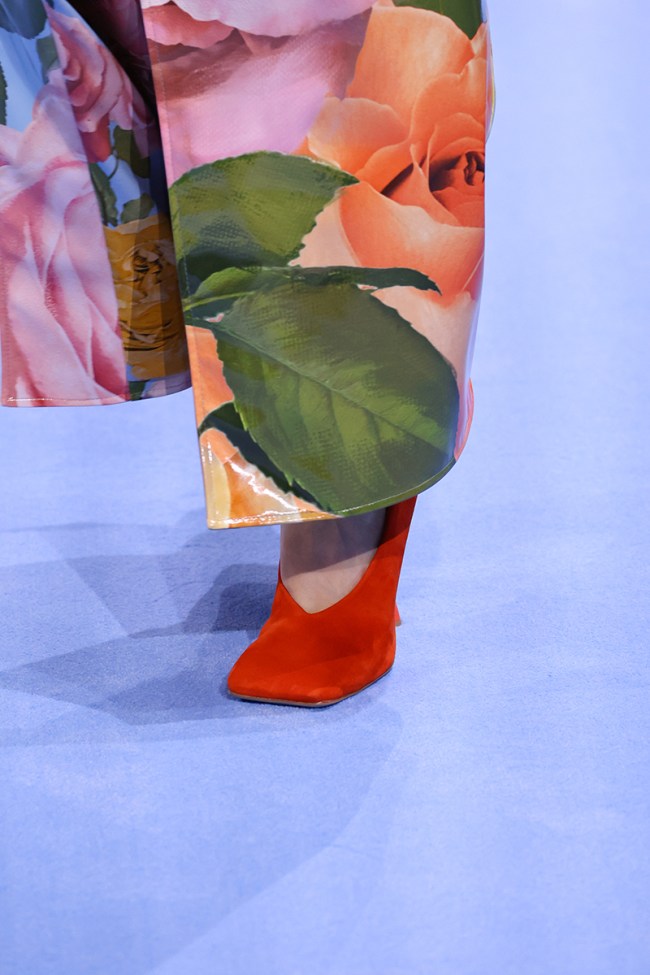 PARIS, FRANCE - SEPTEMBER 27: (EDITORIAL USE ONLY - For Non-Editorial use please seek approval from Fashion House) A model, shoe detail, walks the runway during the Balmain Womenswear Spring/Summer 2024 show as part of Paris Fashion Week on September 27, 2023 in Paris, France. (Photo by Peter White/Getty Images)