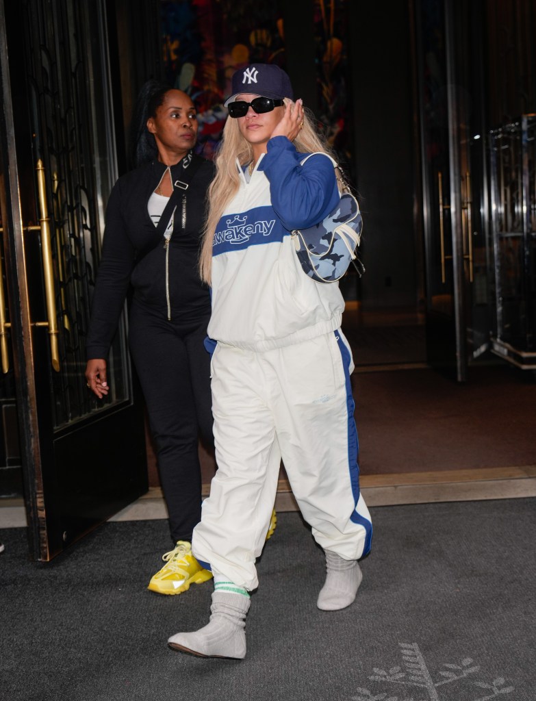 NEW YORK, NEW YORK - MAY 18: Rihanna departs her hotel on May 18, 2024 in New York City. (Photo by Gotham/GC Images)
