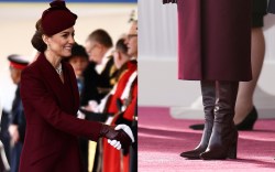 Kate Middleton Pays Tribute to the Late Queen Elizabeth in Burgundy Ensemble and Brown Leather Boots for Qatar State Visit