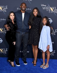 Vanessa Bryant, Kobe Bryant, Natalia Bryant, Gianna Maria-Onore Bryant. Vanessa Bryant, from left, Kobe Bryant, Natalia Bryant and Gianna Maria-Onore Bryant arrive at the world premiere of "A Wrinkle in Time" at the El Capitan Theatre, in Los AngelesWorld Premiere of "A Wrinkle in Time", Los Angeles, USA - 26 Feb 2018