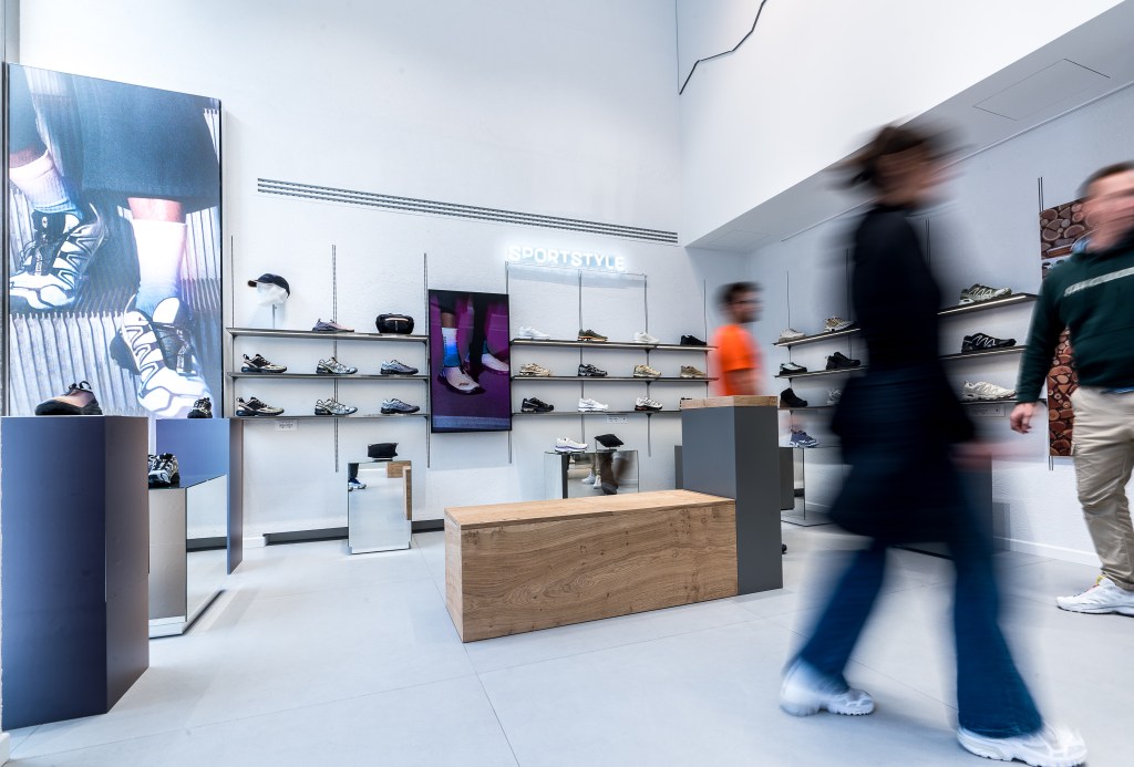 Inside Salomon's store in Milan.