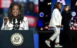 Oprah Winfrey and Kamala Harris at Harris' rally in Philadelphia on Nov. 4, the day before the election.