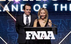 Ricardo Larroudé and Marina Larroude speak onstage during the Footwear News Achievement Awards (FNAAs) 2024 at Cipriani South Street on December 04, 2024 in New York City. (Photo by Craig Barritt/Footwear News via Getty Images)