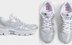 Saucony x Sweaty Betty ProGrid Triumph 4 in silverr