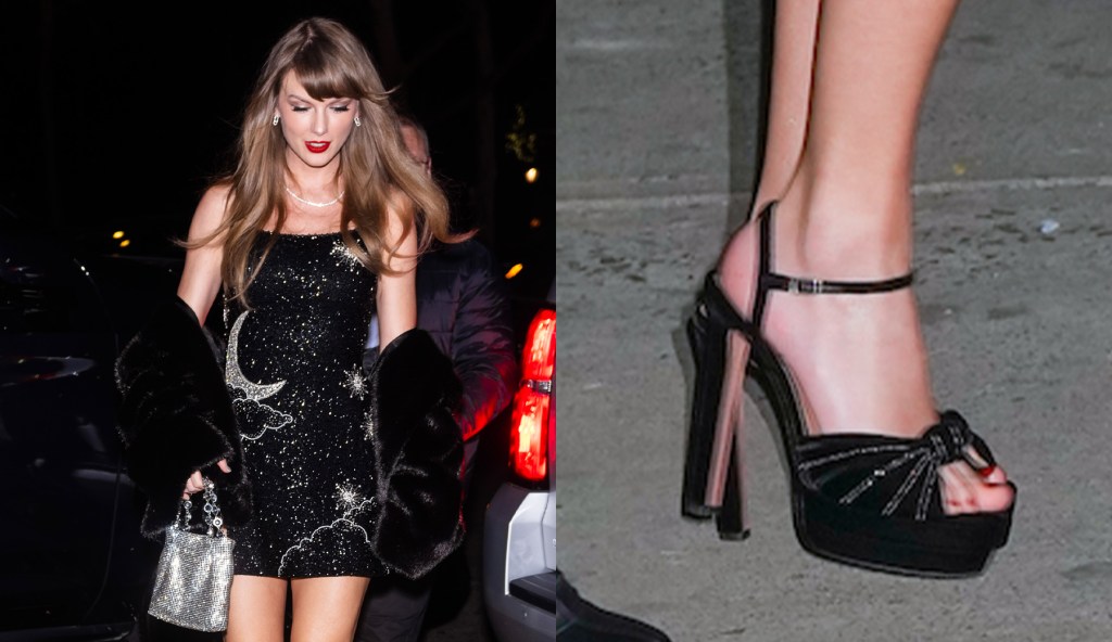 Taylor Swift, Aquazzura, heels, high heels, platforms, sandals, platform heels, platform sandals, black heels, black platforms, black sandals, black platform heels, black platform sandals, velvet heels, velvet platforms, velvet sandals, velvet platform heels, velvet platform sandals, crystal heels, crystal platforms, crystal sandals, crystal platform heels, crystal platform sandals, block heels, tall heels, 5 inch heels, 6 inch heels, crystal bag, mini bag, birthday, birthday dress, crystal dress, Clio Peppiatt, diamonds, diamond jewelry