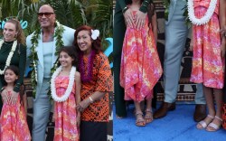 The Rock's wife and daughters dress up in strappy sandals at "Moana 2" premiere