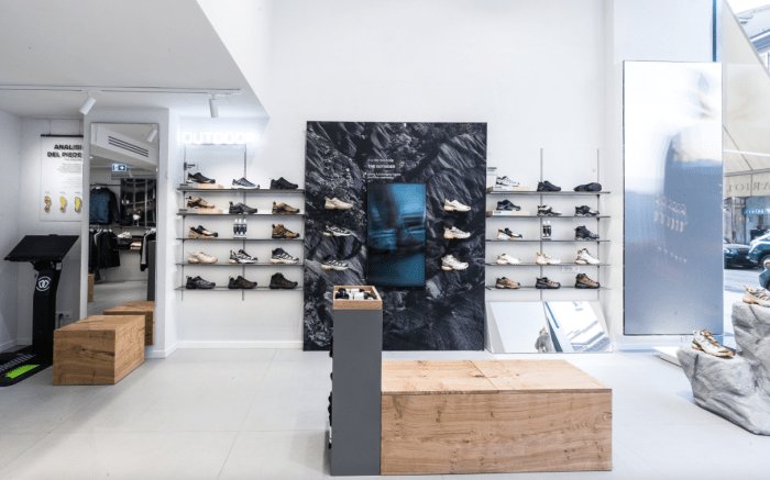 Inside Salomon’s store in Milan.