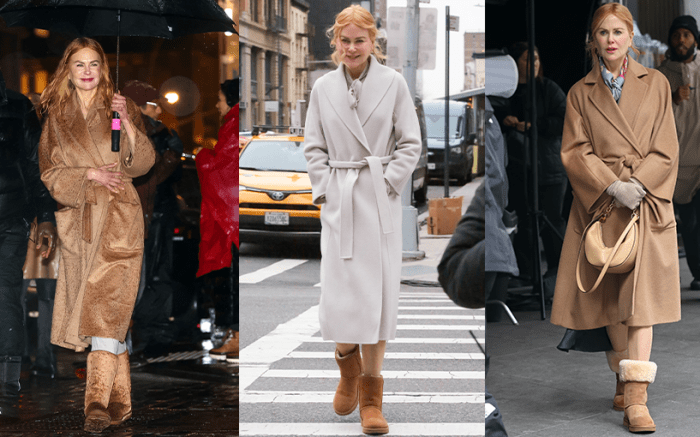 Nicole Kidman wearing Ugg boots and a trench coat in New York City