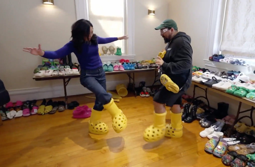 crocs, crocs collaborations, doogie lish sandtiger, Crocs x MSCHF boots, The Crocs x MSCHF Big Red Boot ‘Yellow’